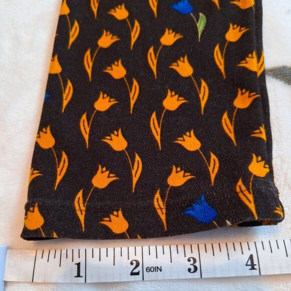 LuLaRoe Leggings Yellow And‎ Blue Flowers Print Soft Stretchy Spring - Picture 5 of 8